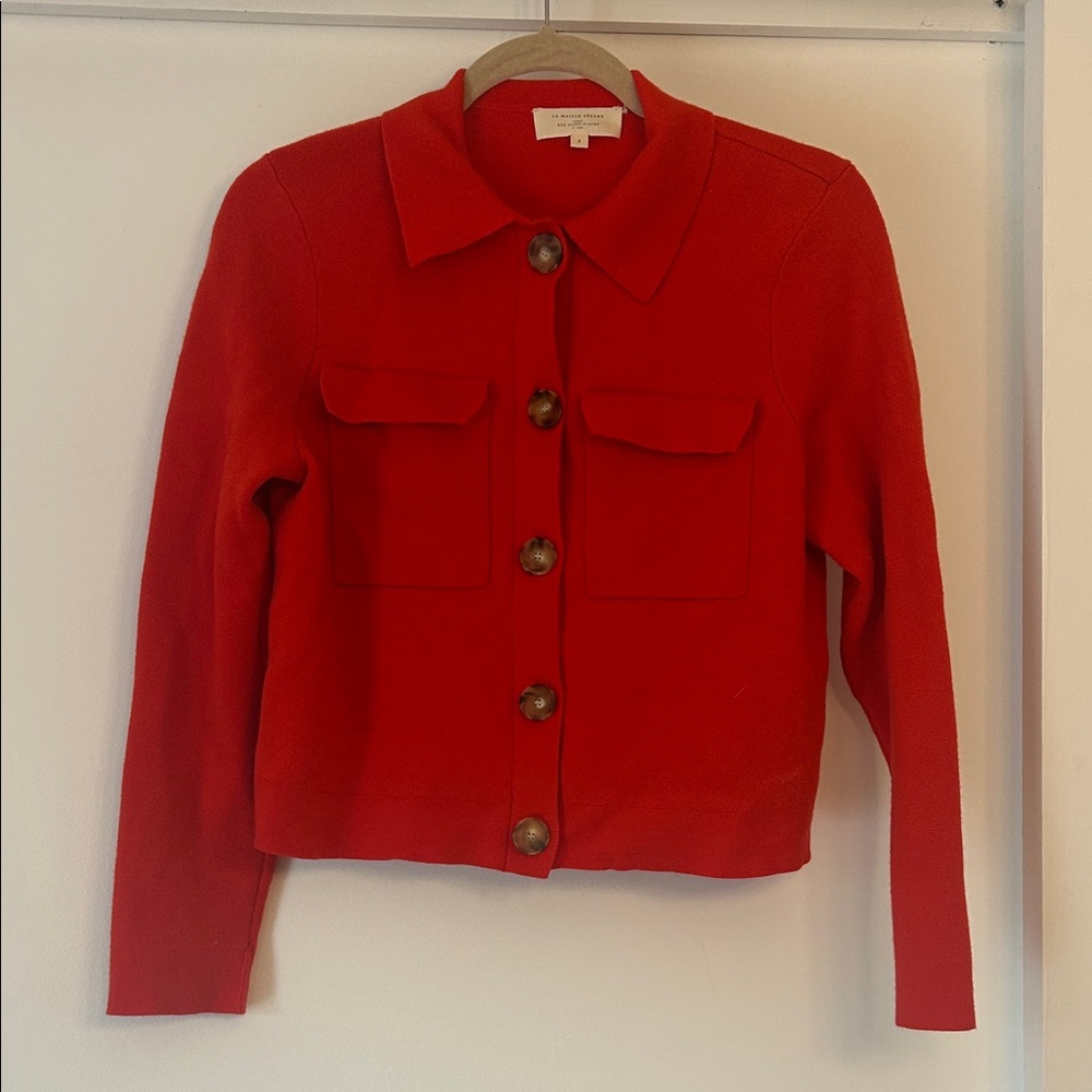 Sezane Vibrant Red Women's Button-Up Blazer
